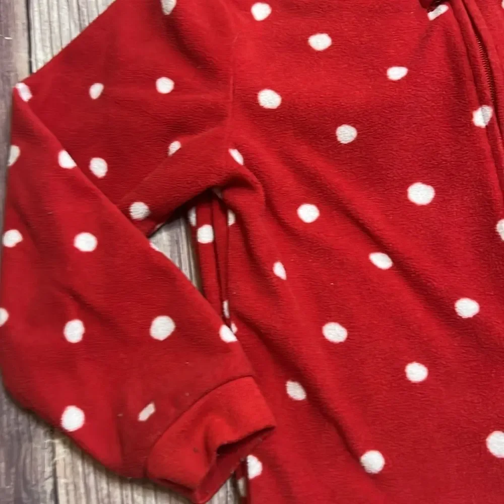 Carter’s 4T Christmas Footed Fleece Pajamas Reindeer Red Polka Dot Sleeper